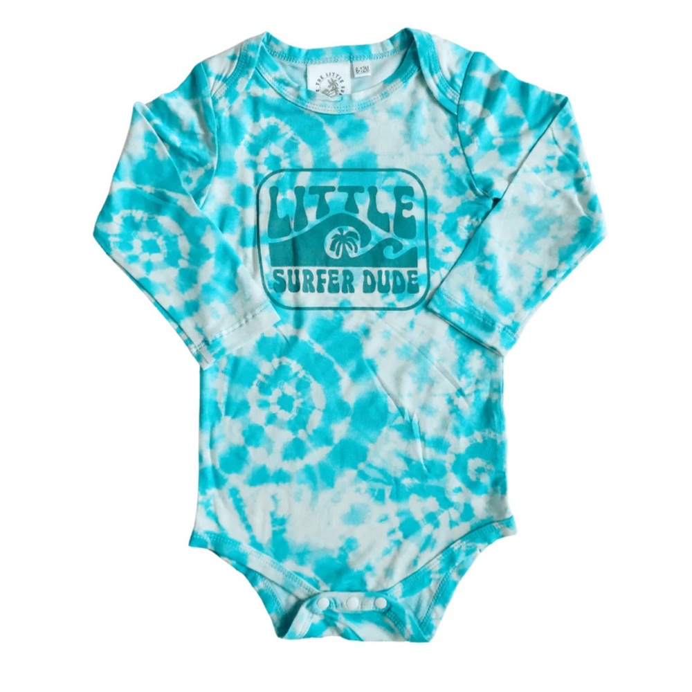 The Little Surfer Dude | Light Blue Tie Dye Bamboo Onesie